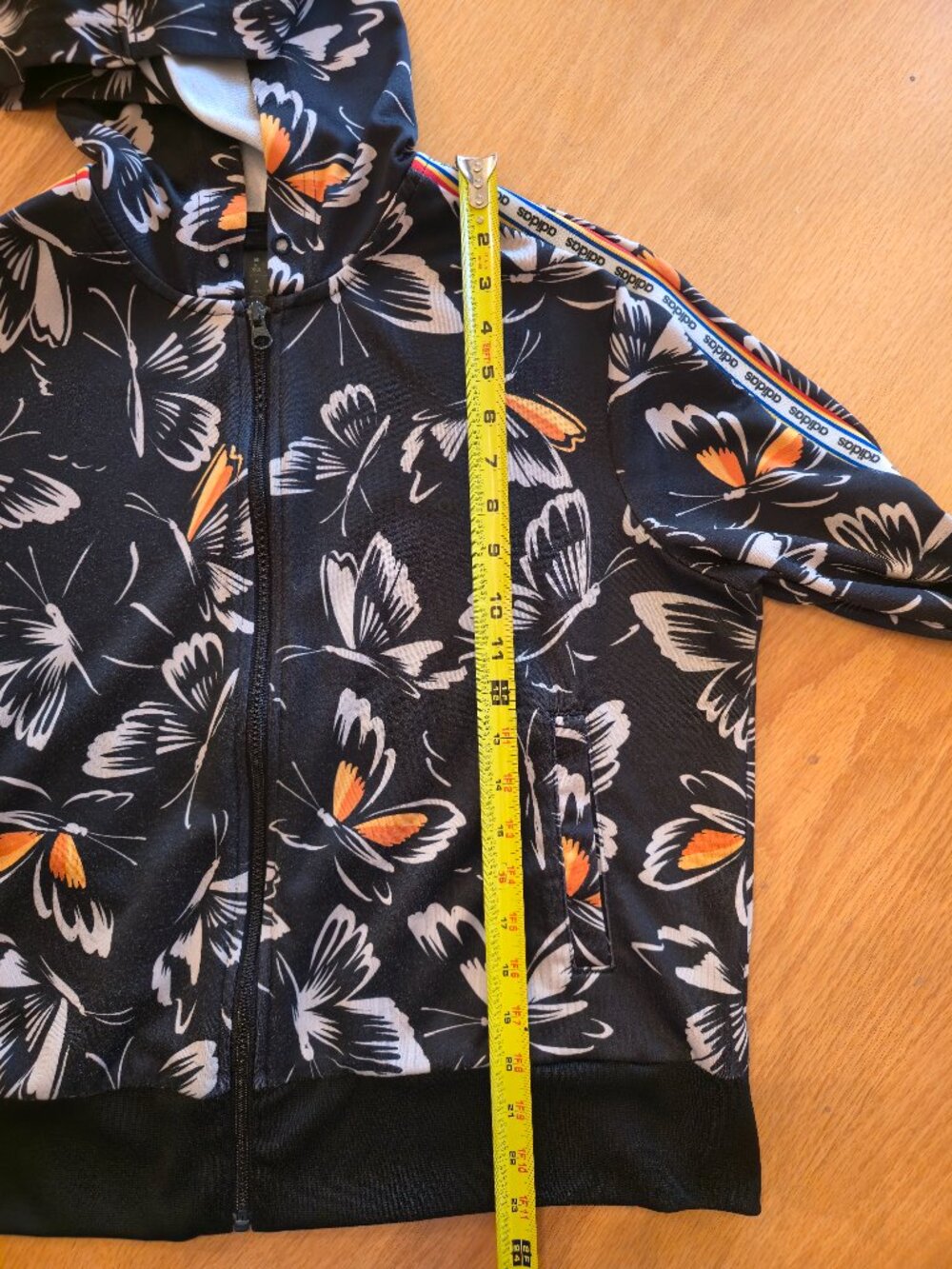 Adidas x Farm Rio Black Butterfly Print Hooded Full Zip Track Jacket, Size XL - Picture 6 of 7